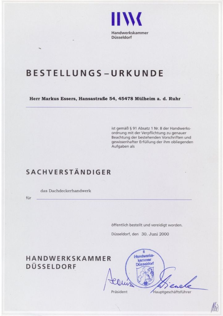 Bestellungsurkunde